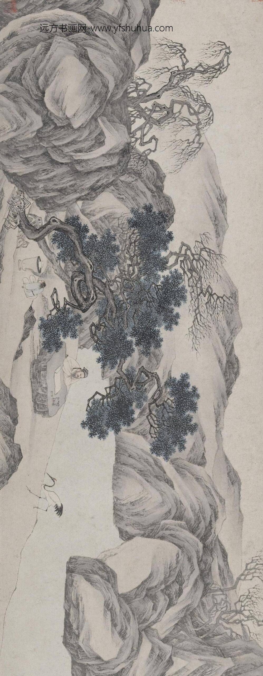 唐寅-伯虎_款鹤图卷_