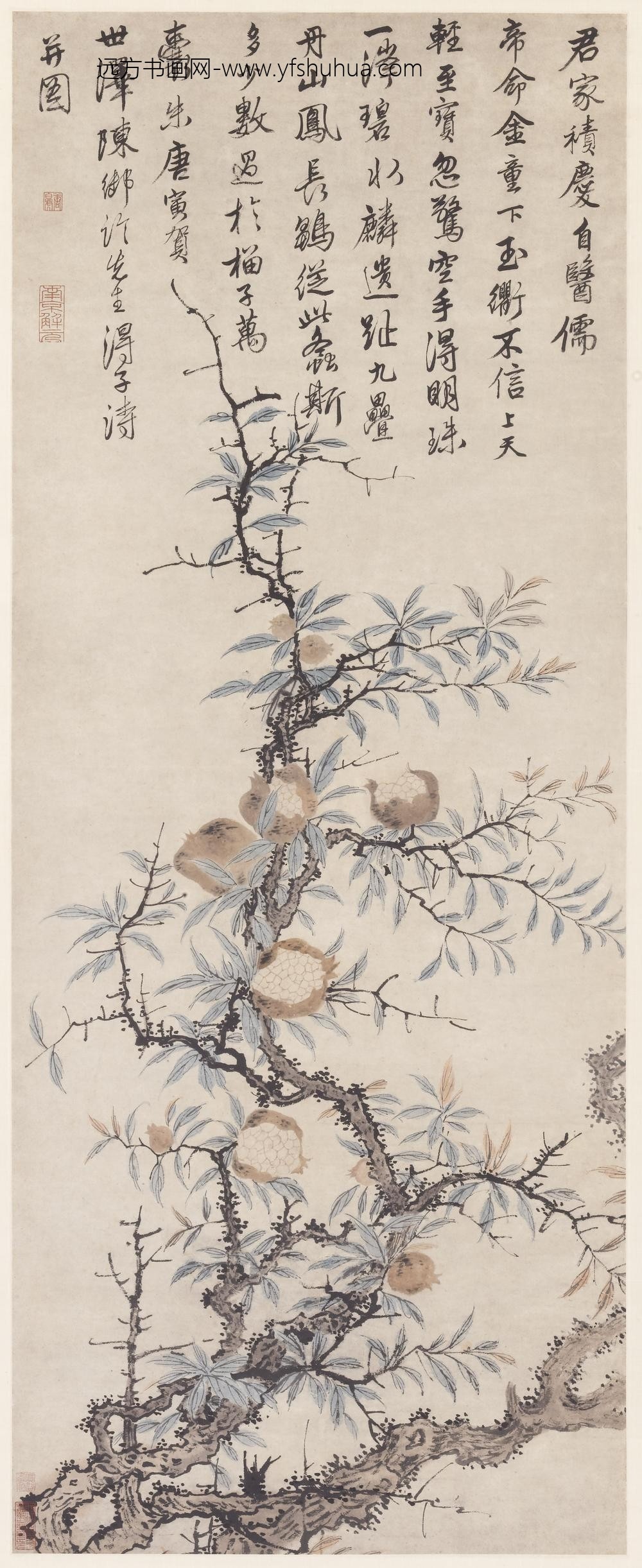 唐寅-伯虎_石榴图轴