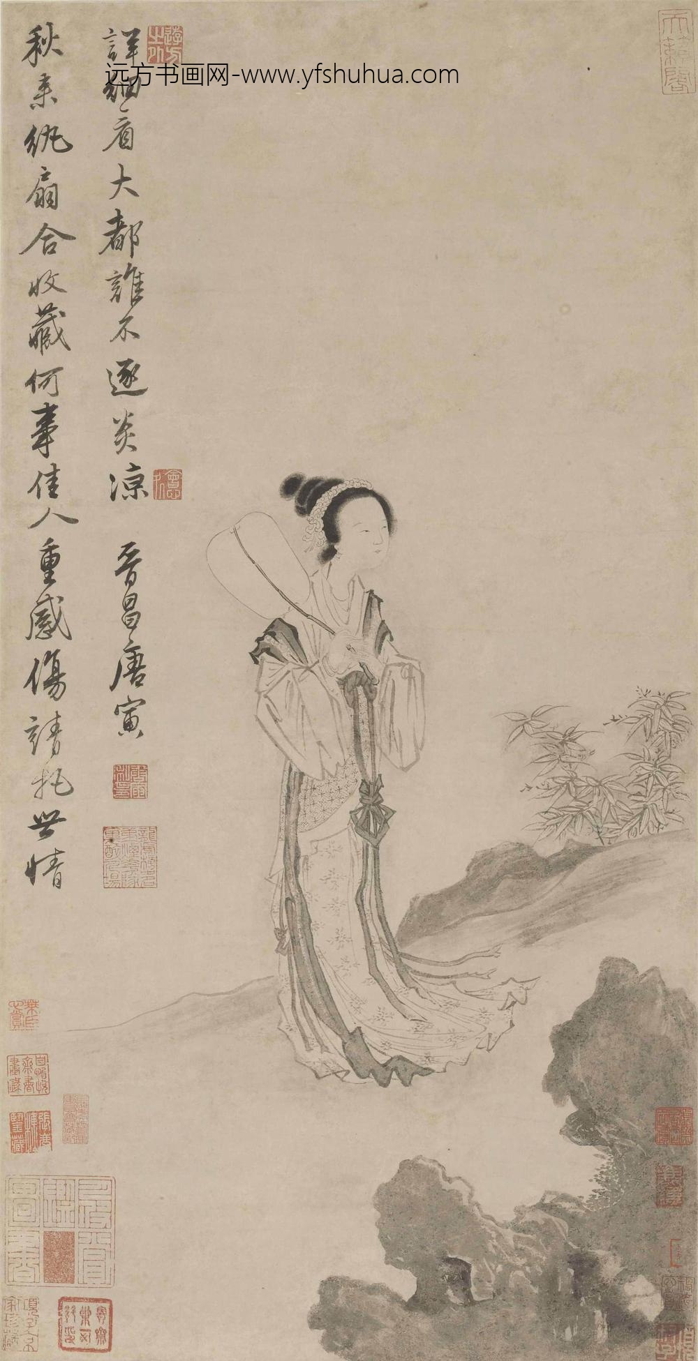 唐寅-伯虎_秋风纨扇图轴