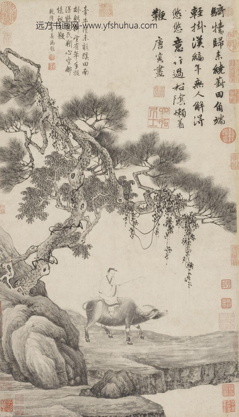 唐寅-伯虎_葑田行犊图轴