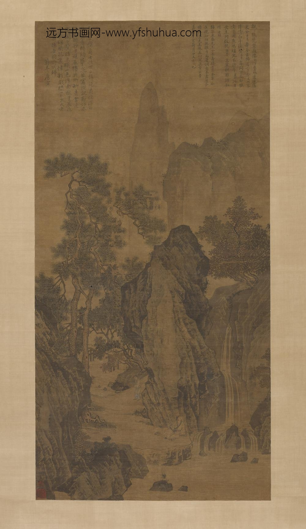 唐寅-伯虎_观瀑图轴