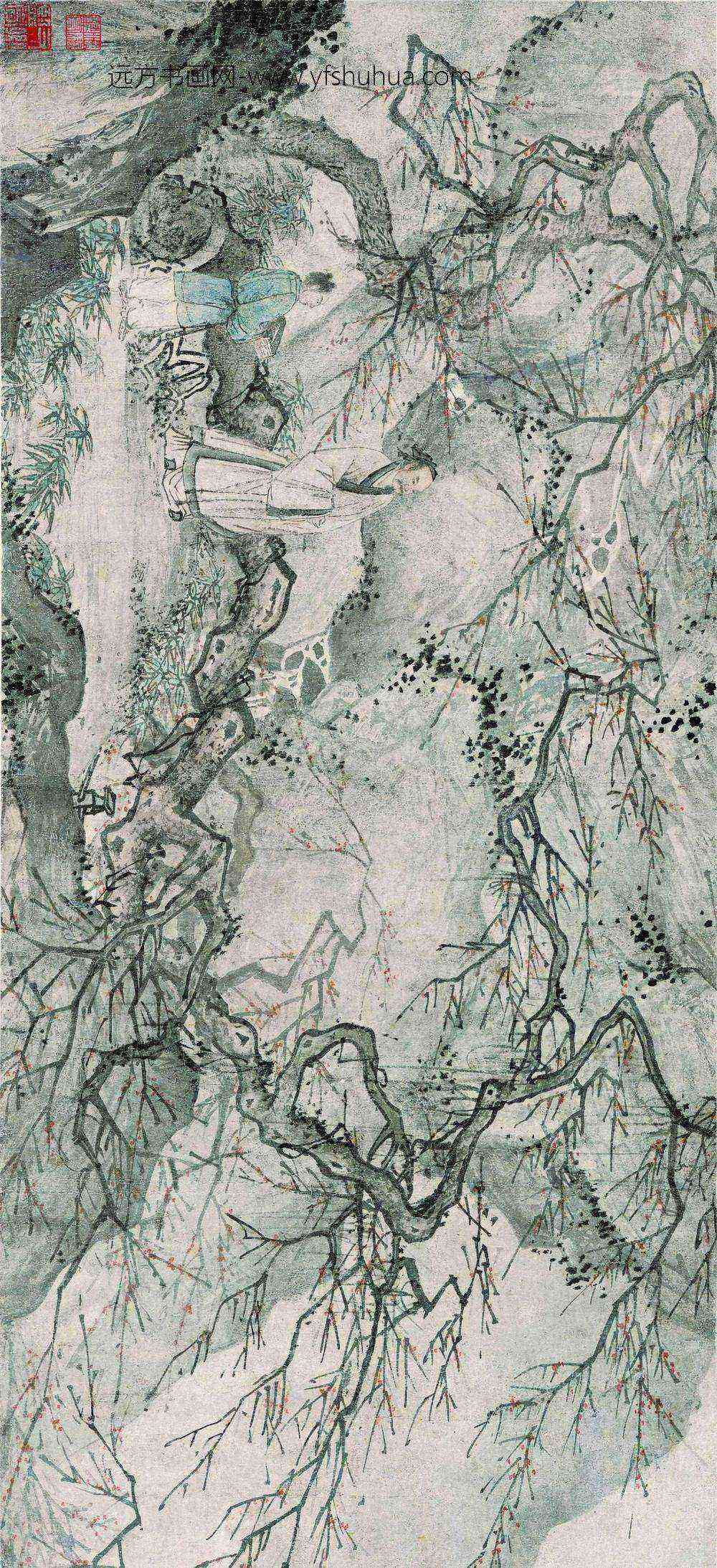 唐寅-伯虎_雪霁看梅图卷_