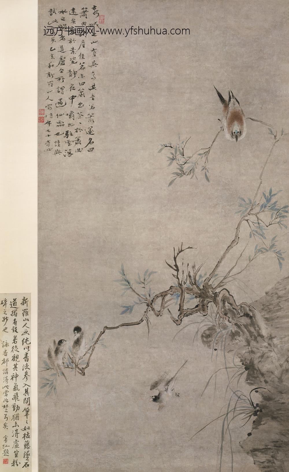 图片-华喦-《疏柳箫曲图》轴-纸本设色-纵-cm-横-cm--