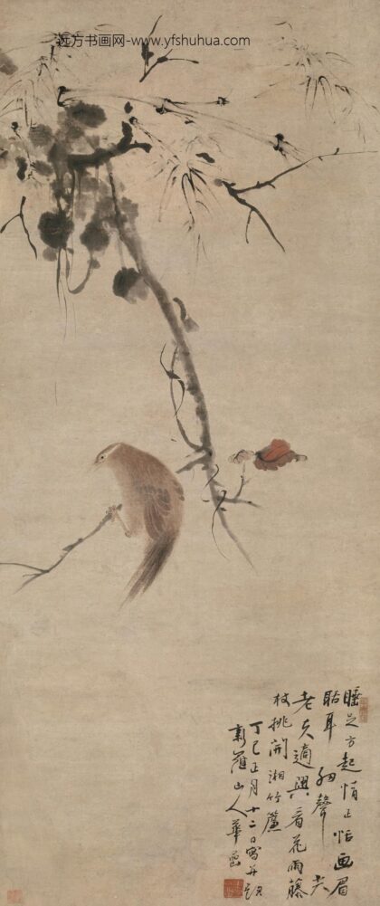 图片 华喦 《红叶画眉图》轴 纸本设色 纵115cm 横47.jpg