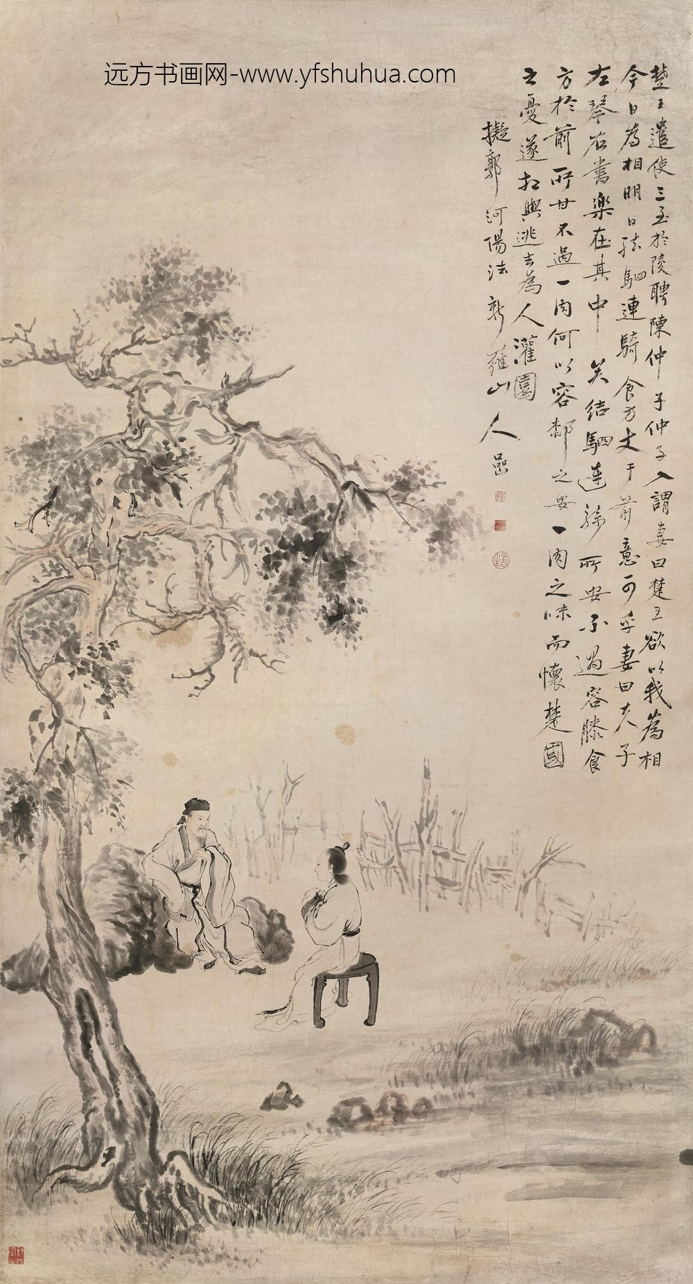 图片-华喦-《陈仲子却聘图》轴-纸本设色-纵-