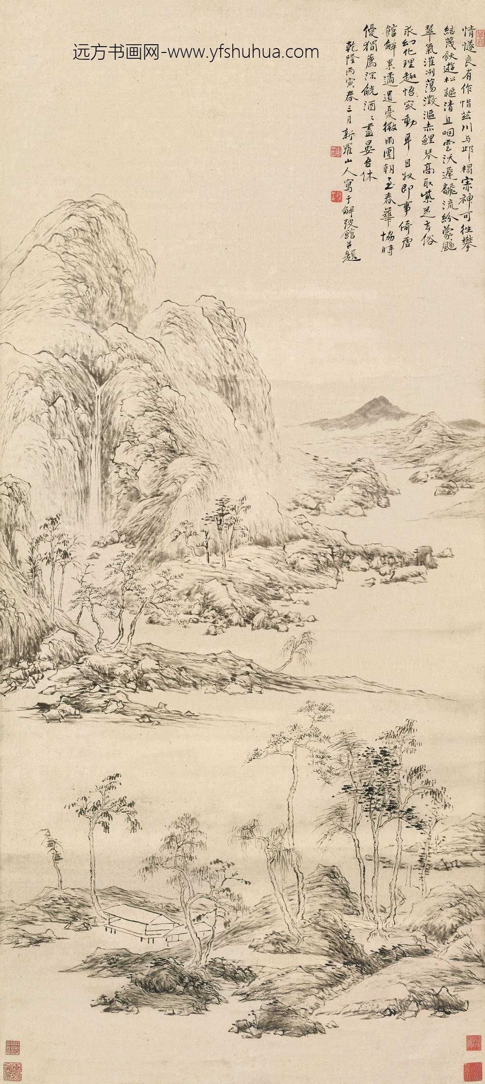 图片-华喦-《隔岸清泉图》轴-纸本水墨-纵-cm-横-cm-