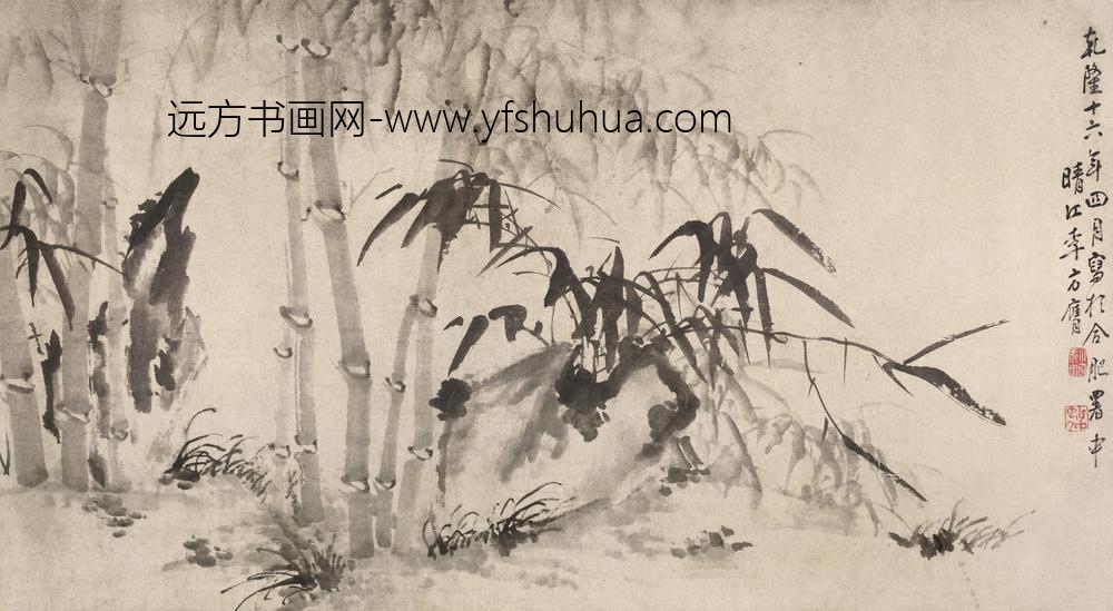 图片-李方膺-《墨竹图》-纸本水墨-镜片-纵-cm-横-cm-