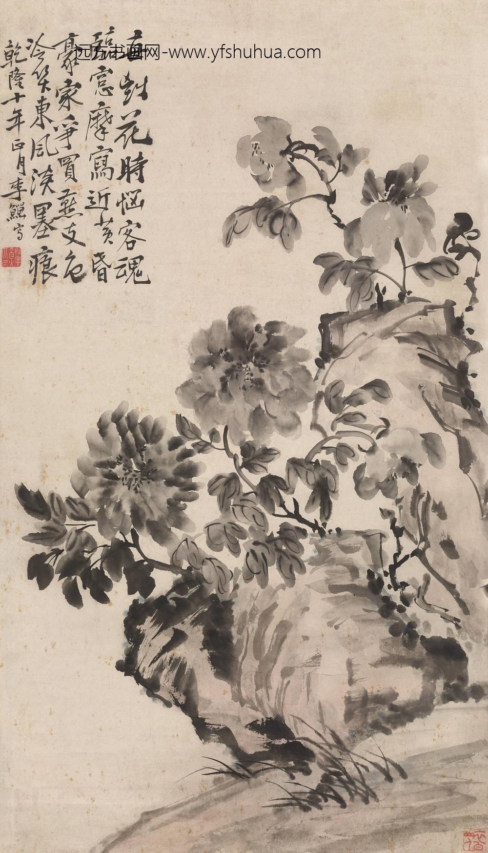 图片-李鱓-《牡丹图》轴-纸本水墨-纵-cm-横-