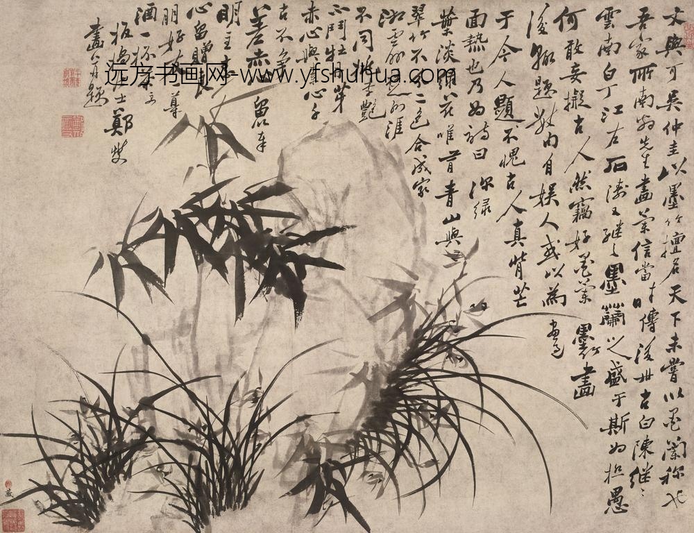 图片-郑燮-《兰竹石图》轴-纸本水墨-纵-cm-横-cm--