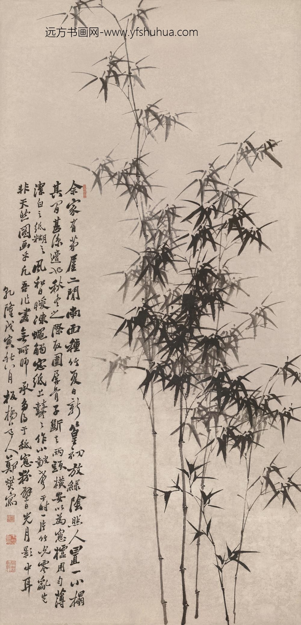 图片-郑燮-《墨竹图》轴-纸本水墨-纵-