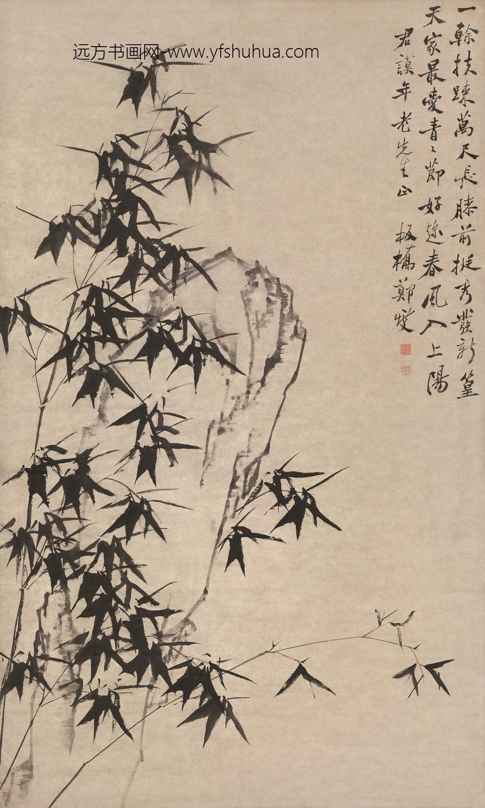 图片-郑燮-《竹石图》轴-纸本水墨-纵-