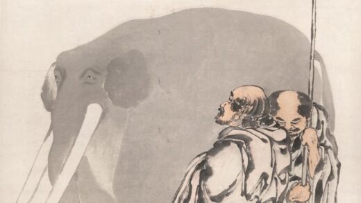 图片 闵贞 《洗象图》轴 纸本设色 纵 224cm 横 120cm .jpg