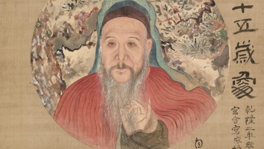 图片 陆音、高凤翰合绘《松籁阁雪中对镜图》轴 半纸本半绢本设色 纵 150cm 横 83cm.jpg