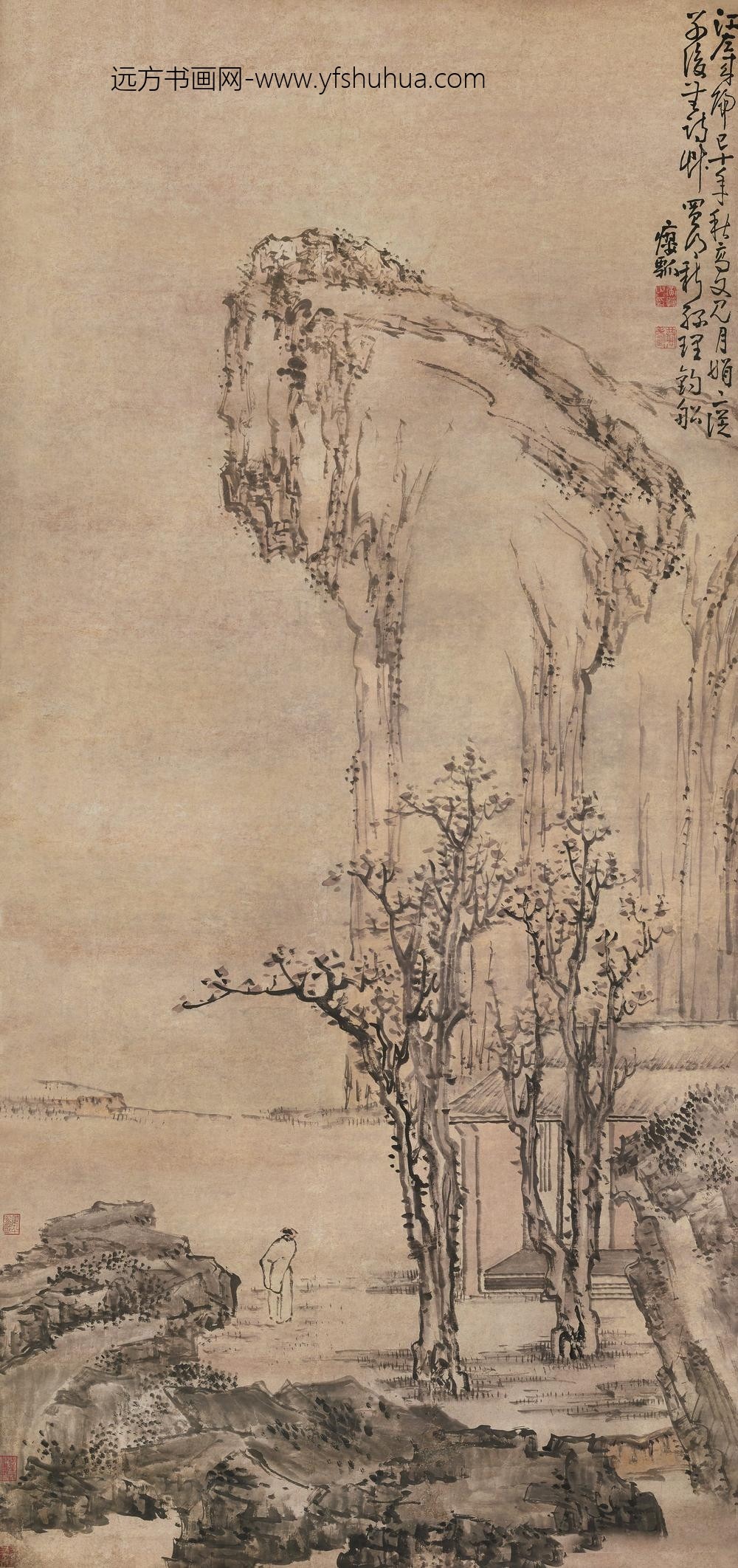 图片-黄慎-《山水图》轴-纸本设色-纵-cm-横-cm--