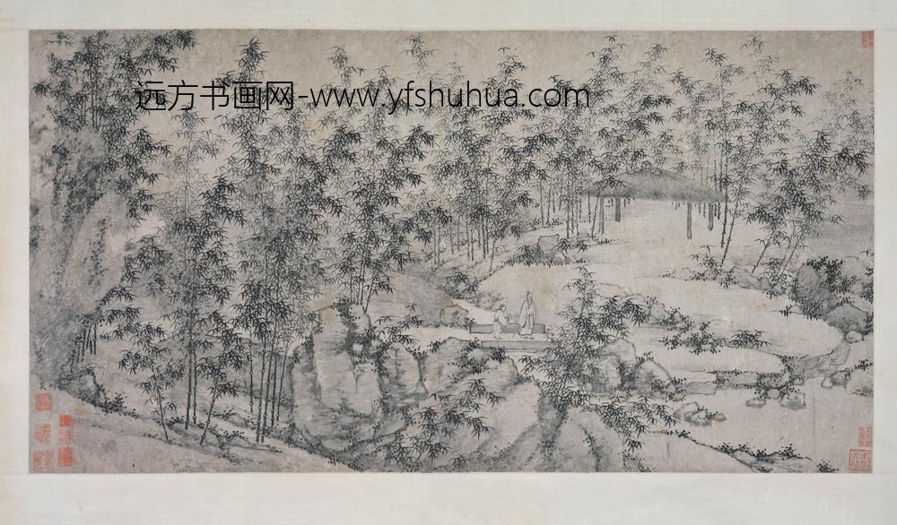 夏昶_竹林策杖图轴