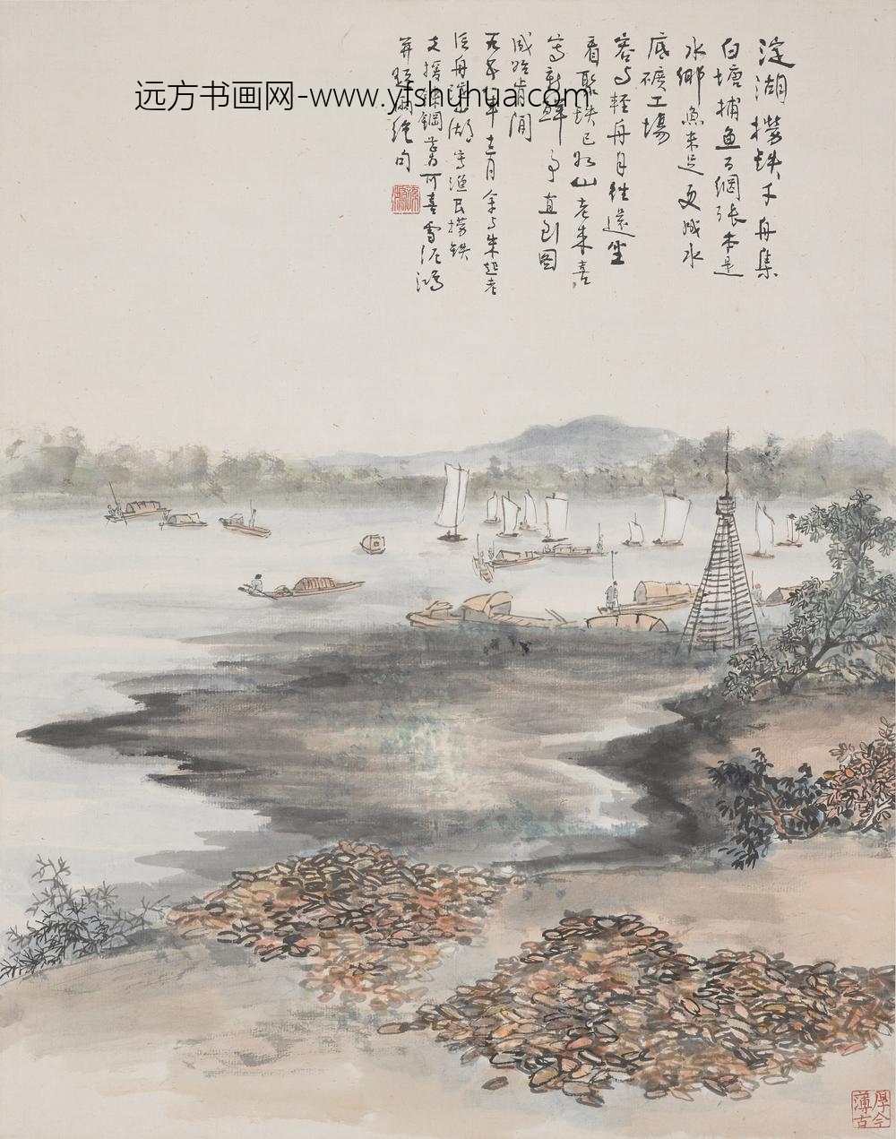 孙雪泥_淀湖千舟图轴