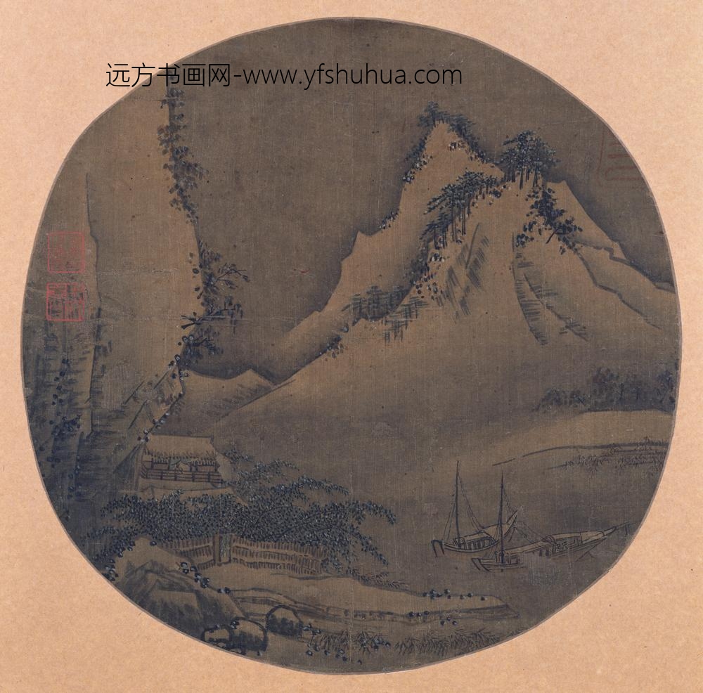 宋人_雪江归棹图纨扇页