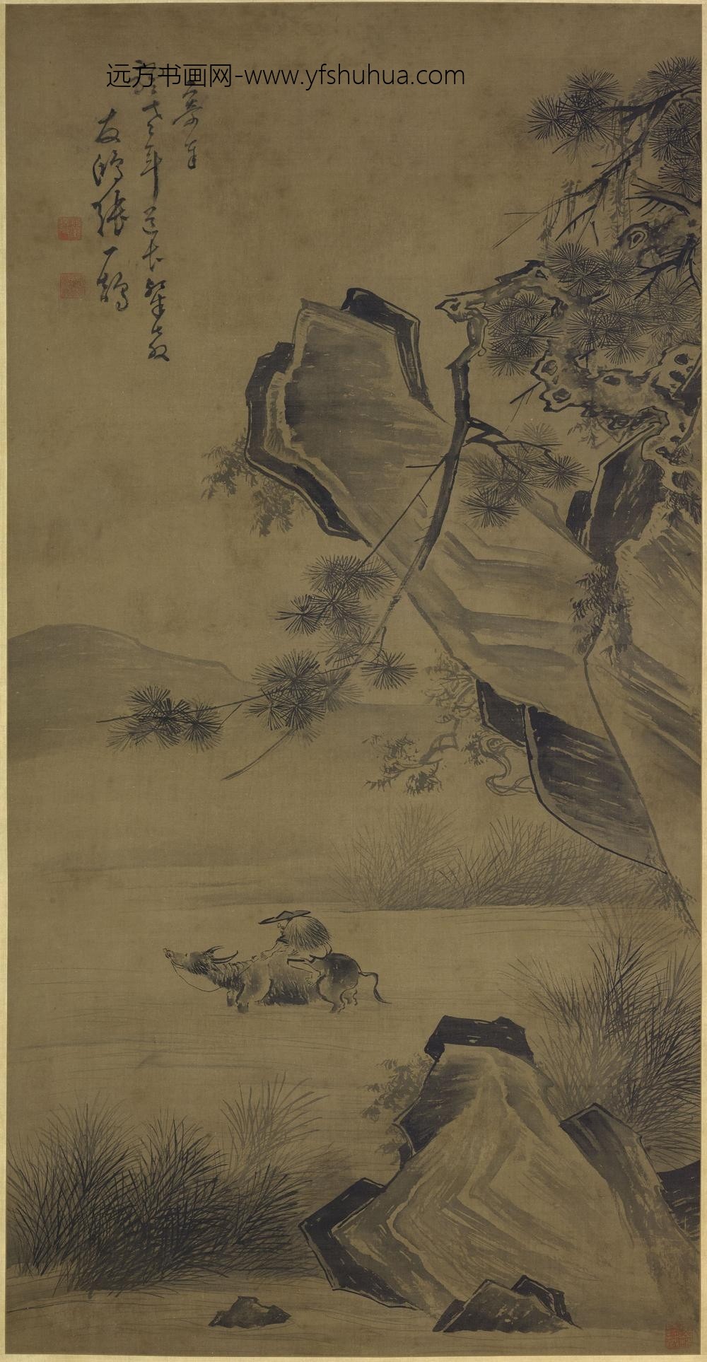 张一鹄_春牛涉水图轴