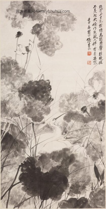 张善子（张善孖） 荷花鹭鸶轴.jpg