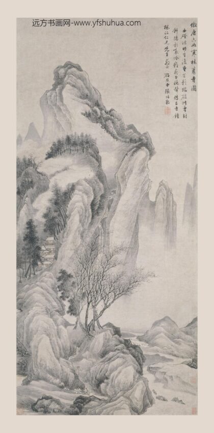 张培敦 寒林萧寺图轴.jpg