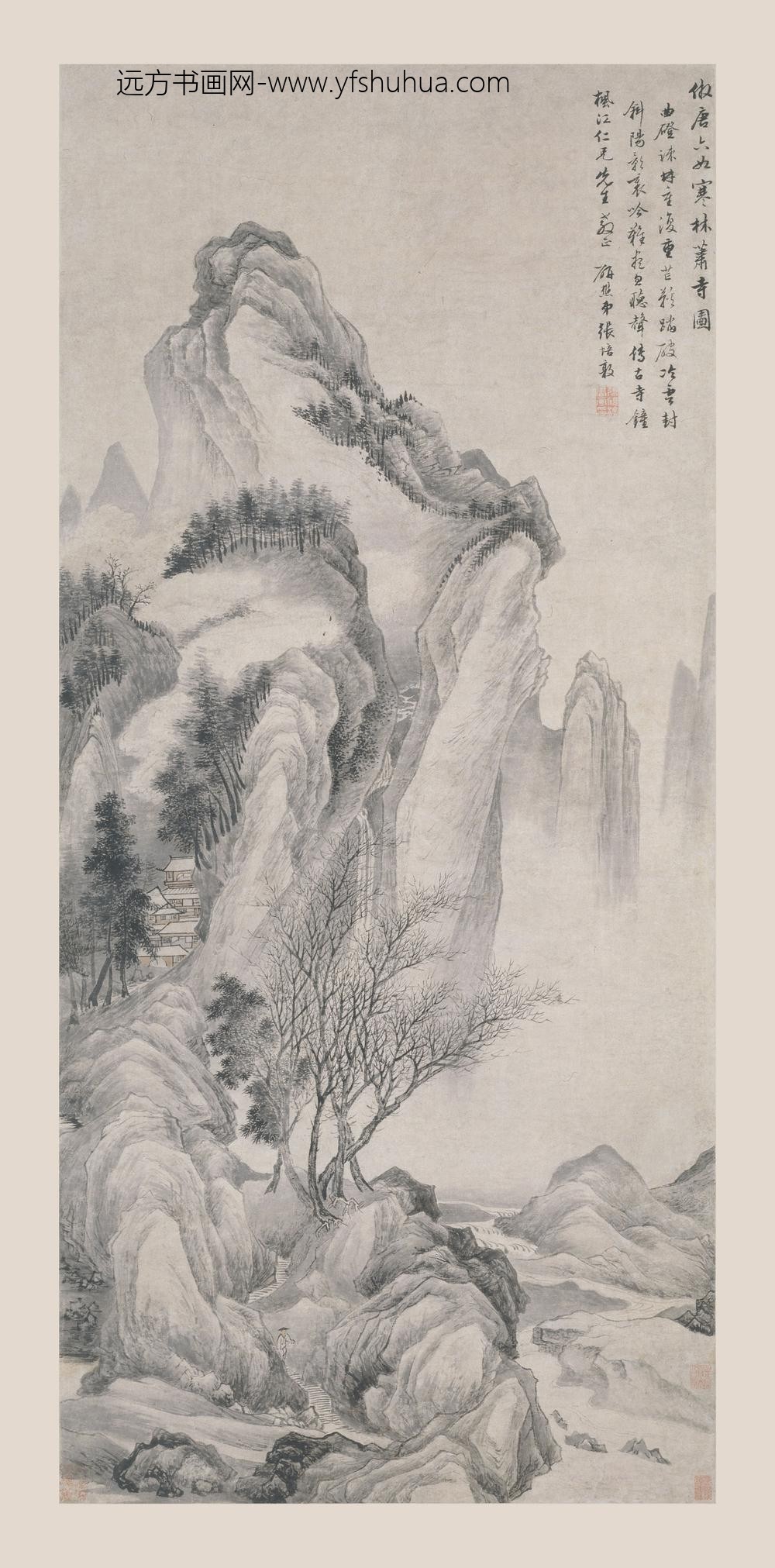 张培敦_寒林萧寺图轴