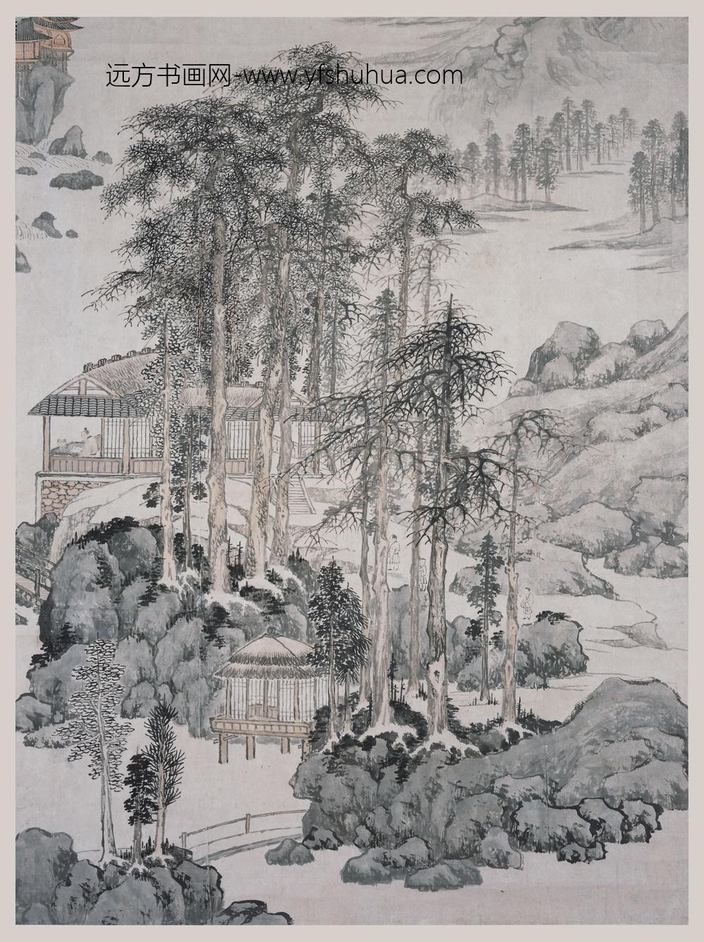 张复_溪山读书图轴