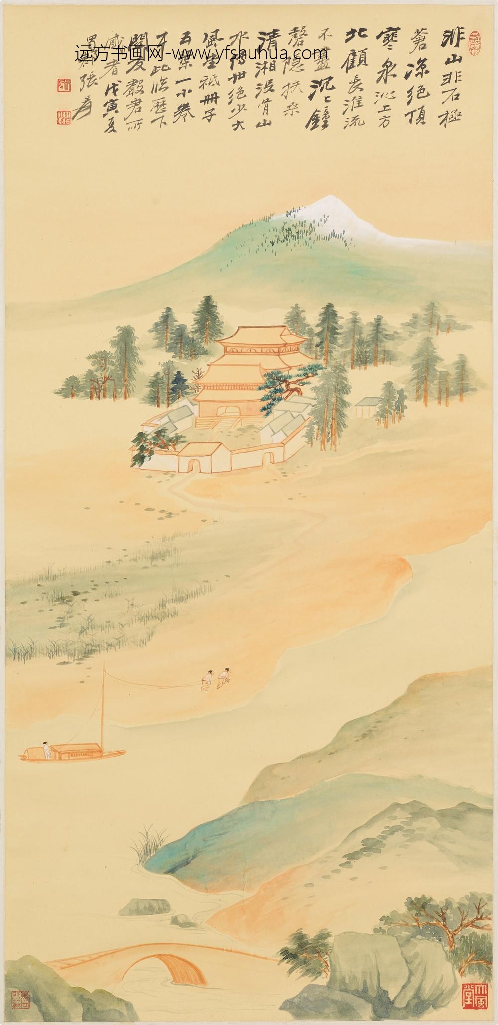 张大千_临石涛没骨山水图轴