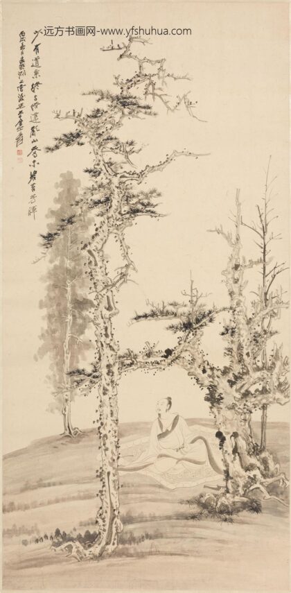 张大千 乔木人物图轴.jpg