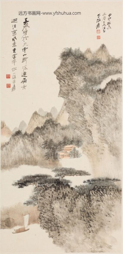 张大千 云山荡舟图轴.jpg