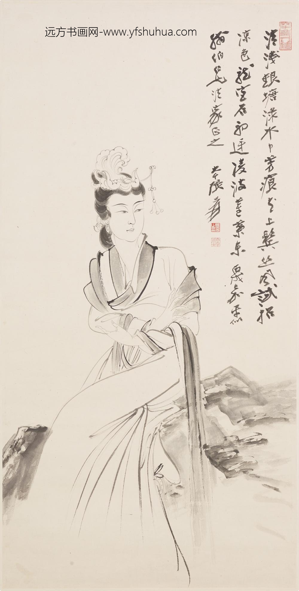 张大千_仕女图轴-