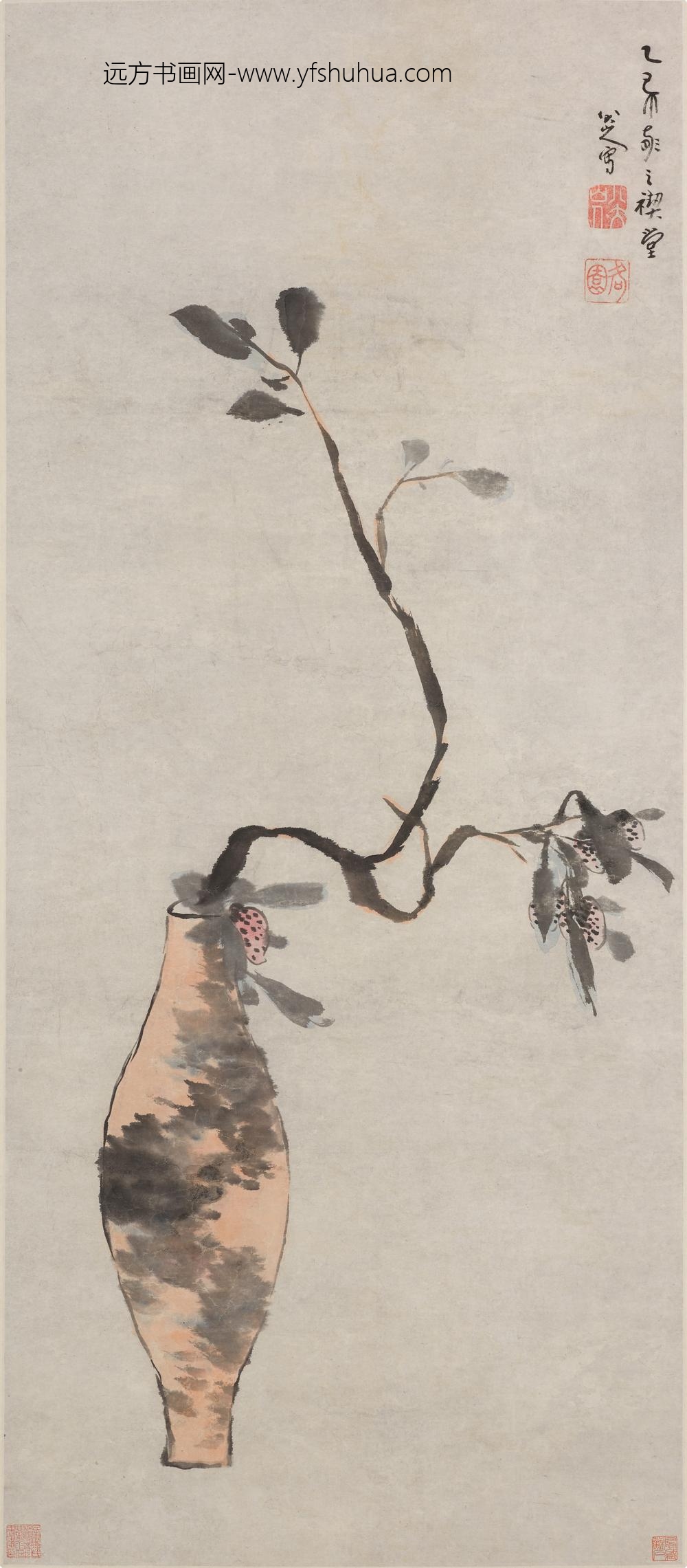 张大千_仿朱耷瓶荔图轴