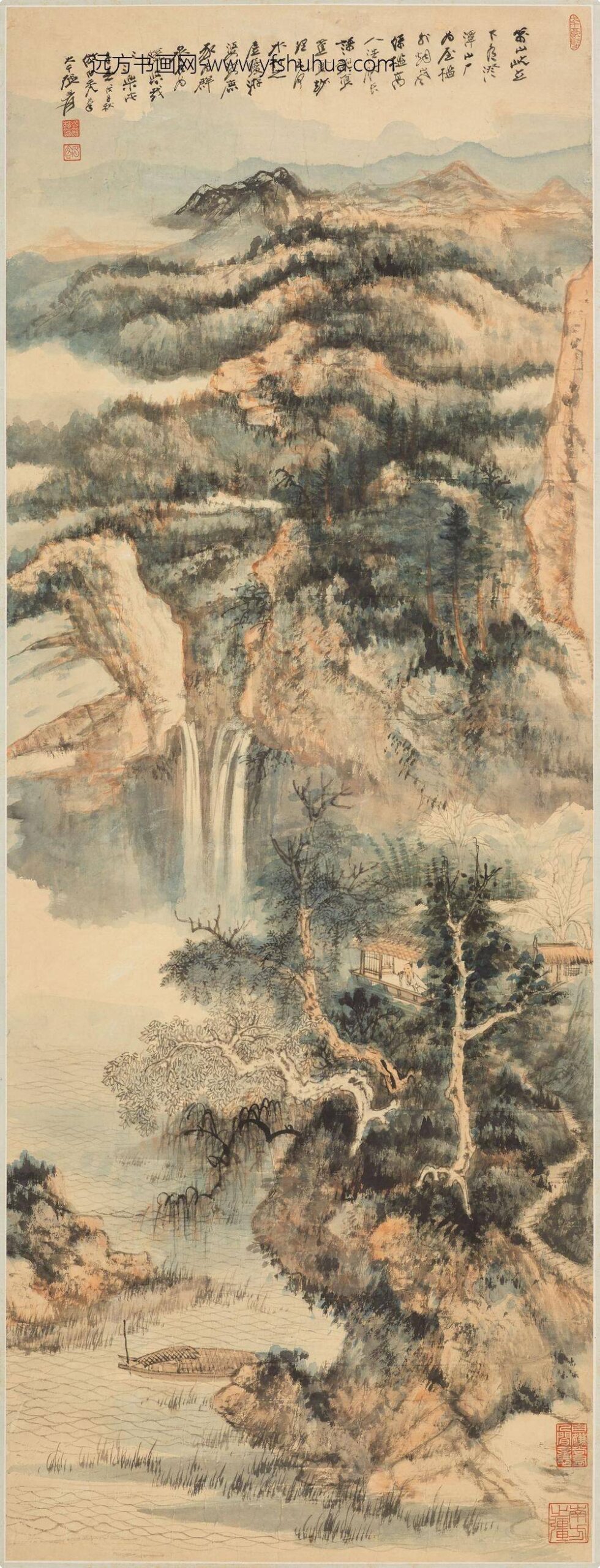 张大千_仿髡残水竹幽居图轴