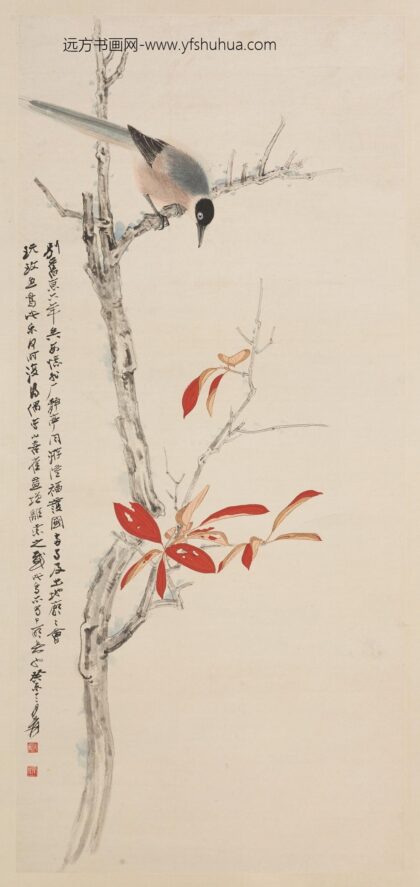 张大千 山喜鹊图轴.jpg