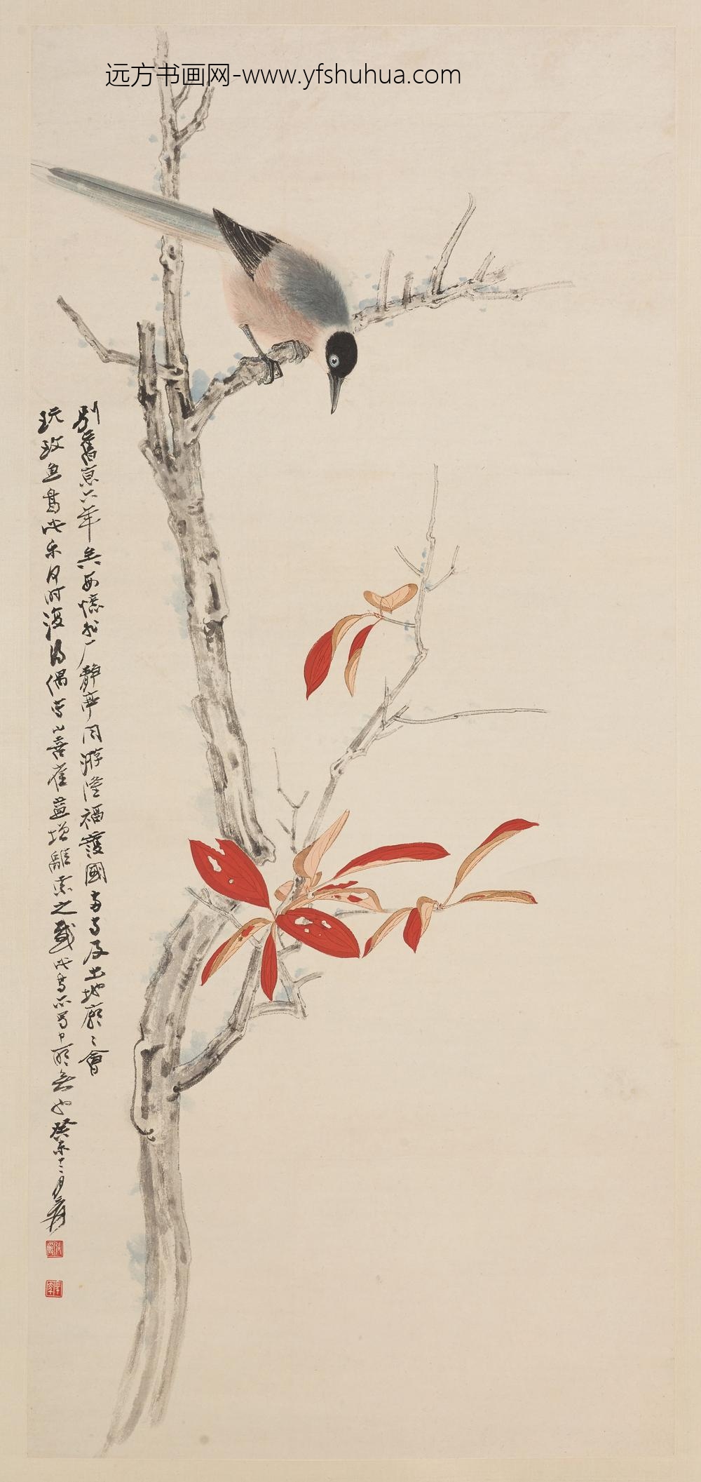 张大千_山喜鹊图轴