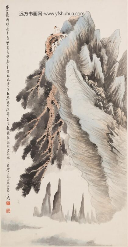 张大千 峭壁飞龙图轴.jpg