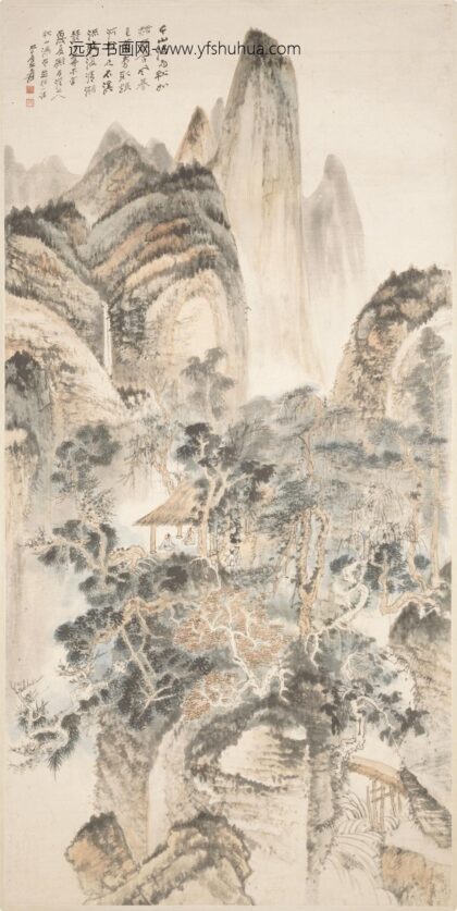 张大千 拟石溪秋山瀑布图轴.jpg