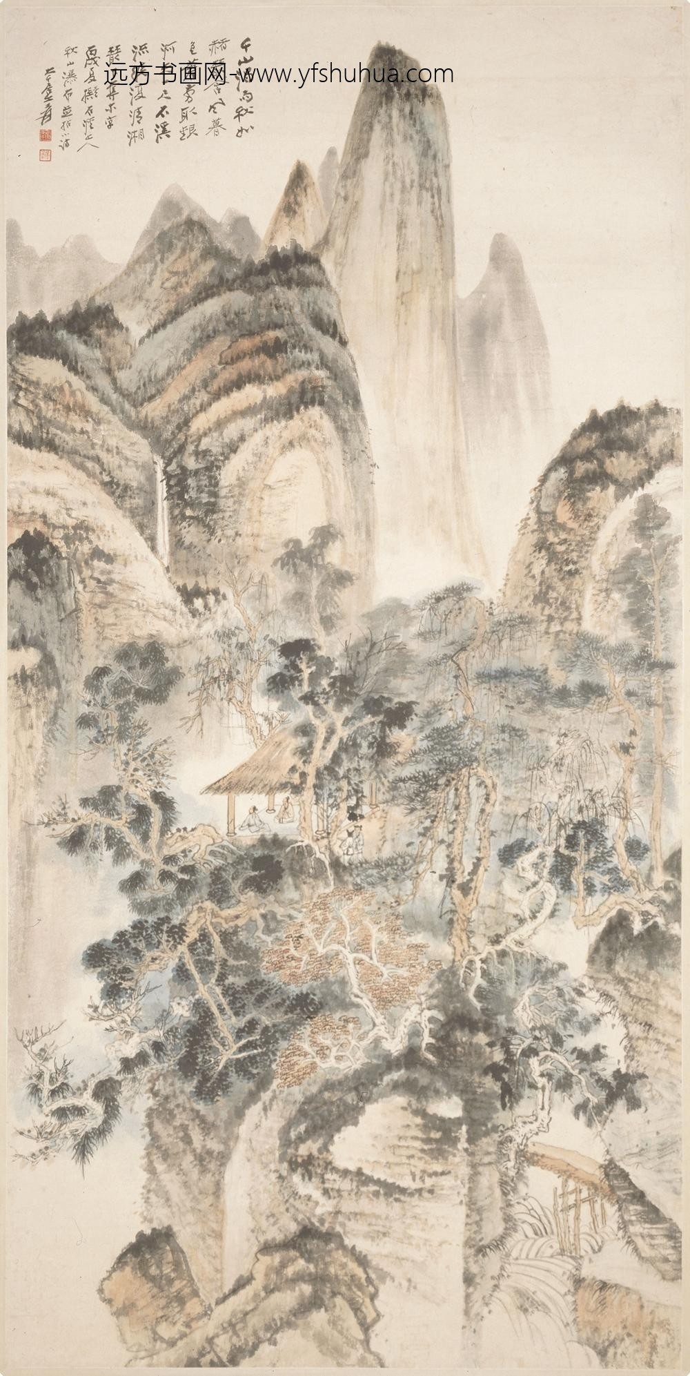 张大千_拟石溪秋山瀑布图轴