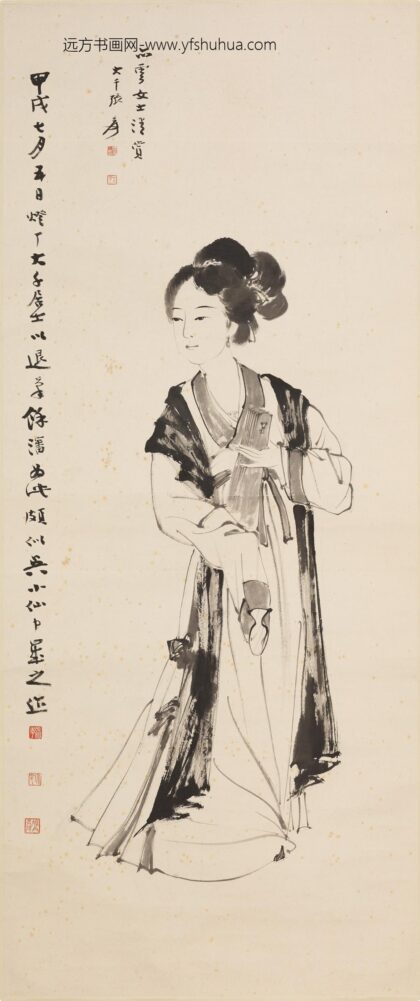 张大千 檀板仕女图轴.jpg