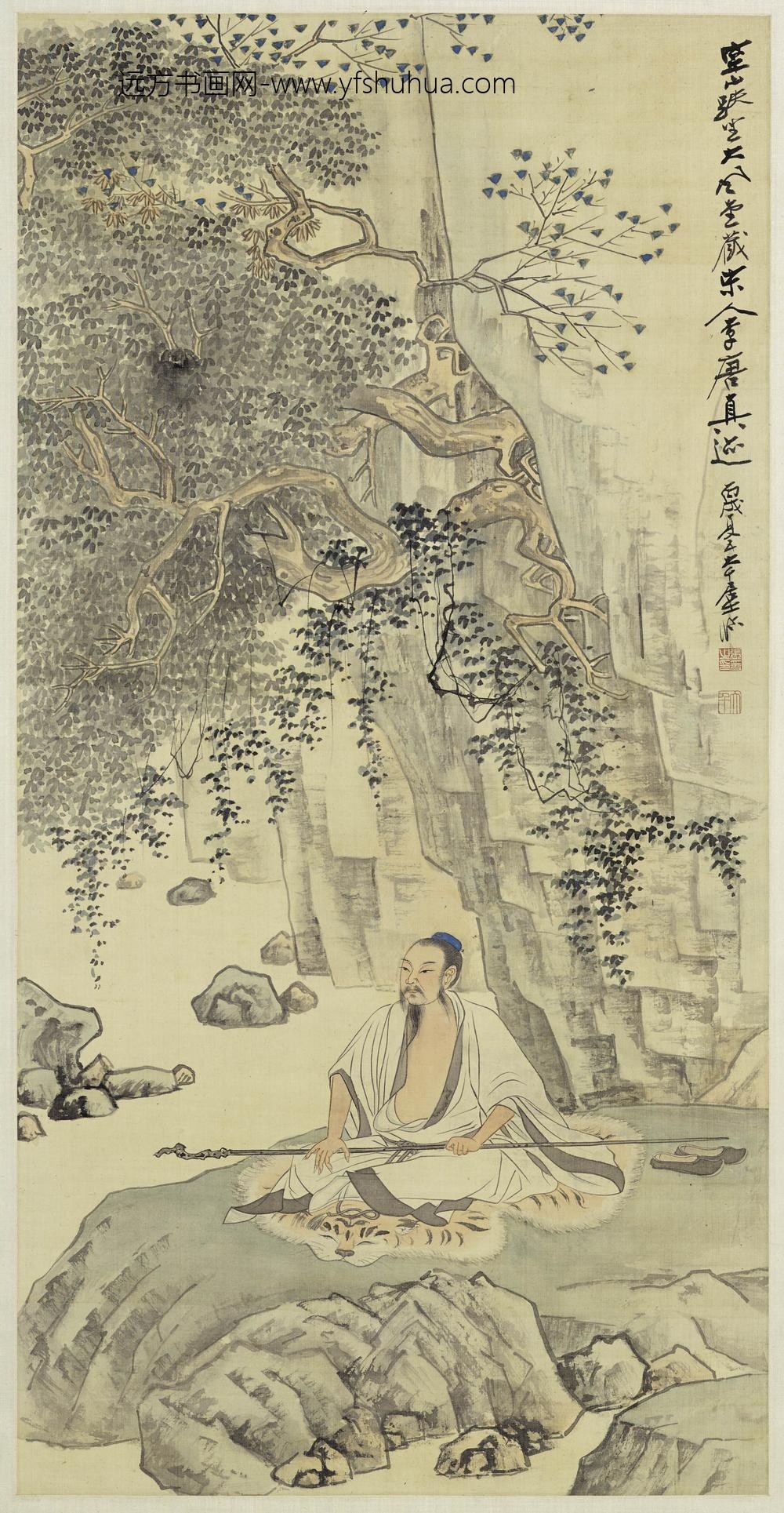 张大千_空山趺坐图轴