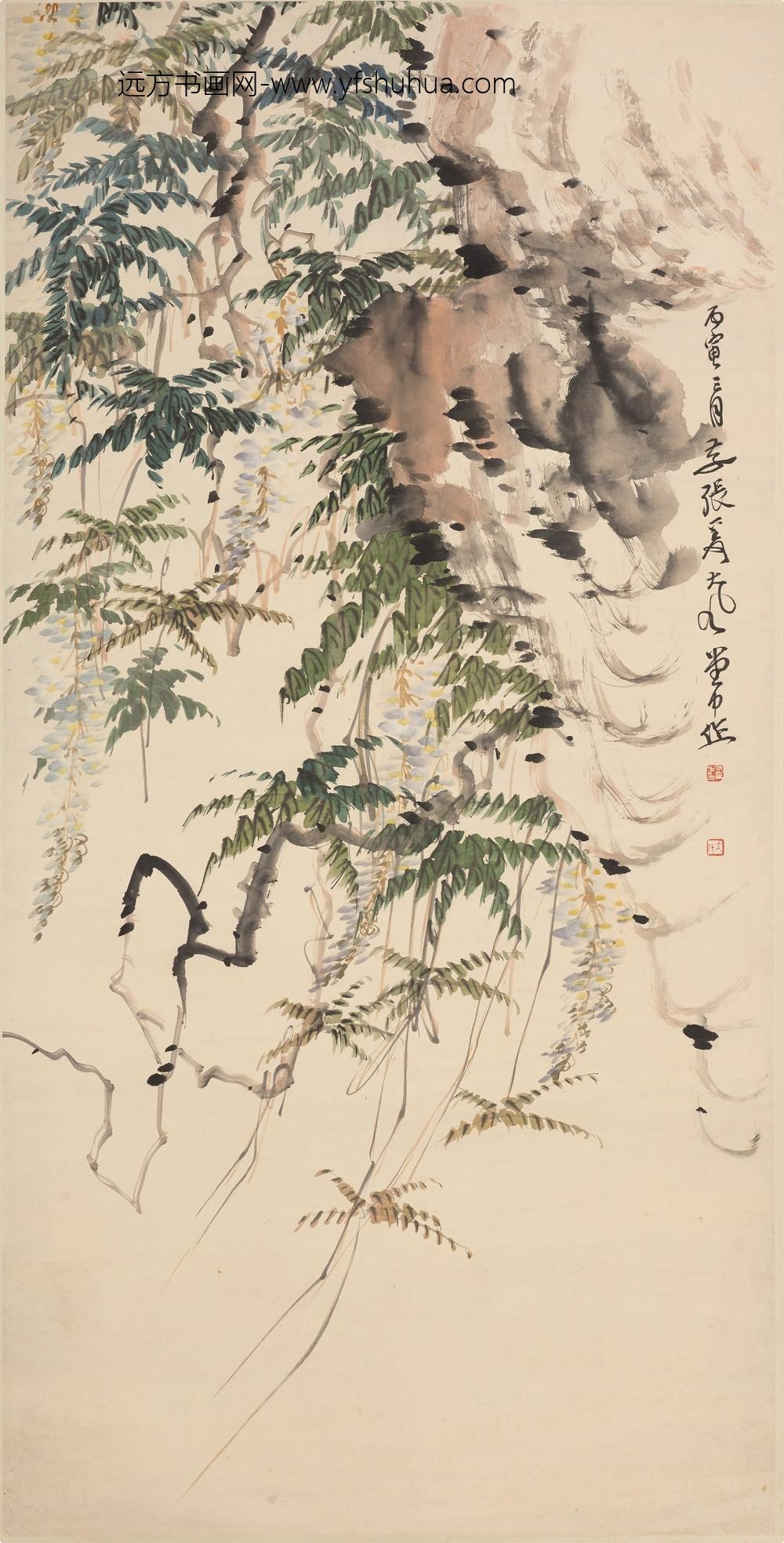 张大千_紫藤花图轴