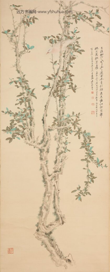 张大千 老木白玉鸦图轴.jpg