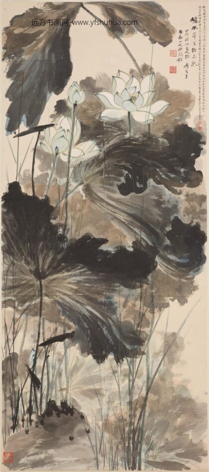 张大千 荷花图轴 1.jpg