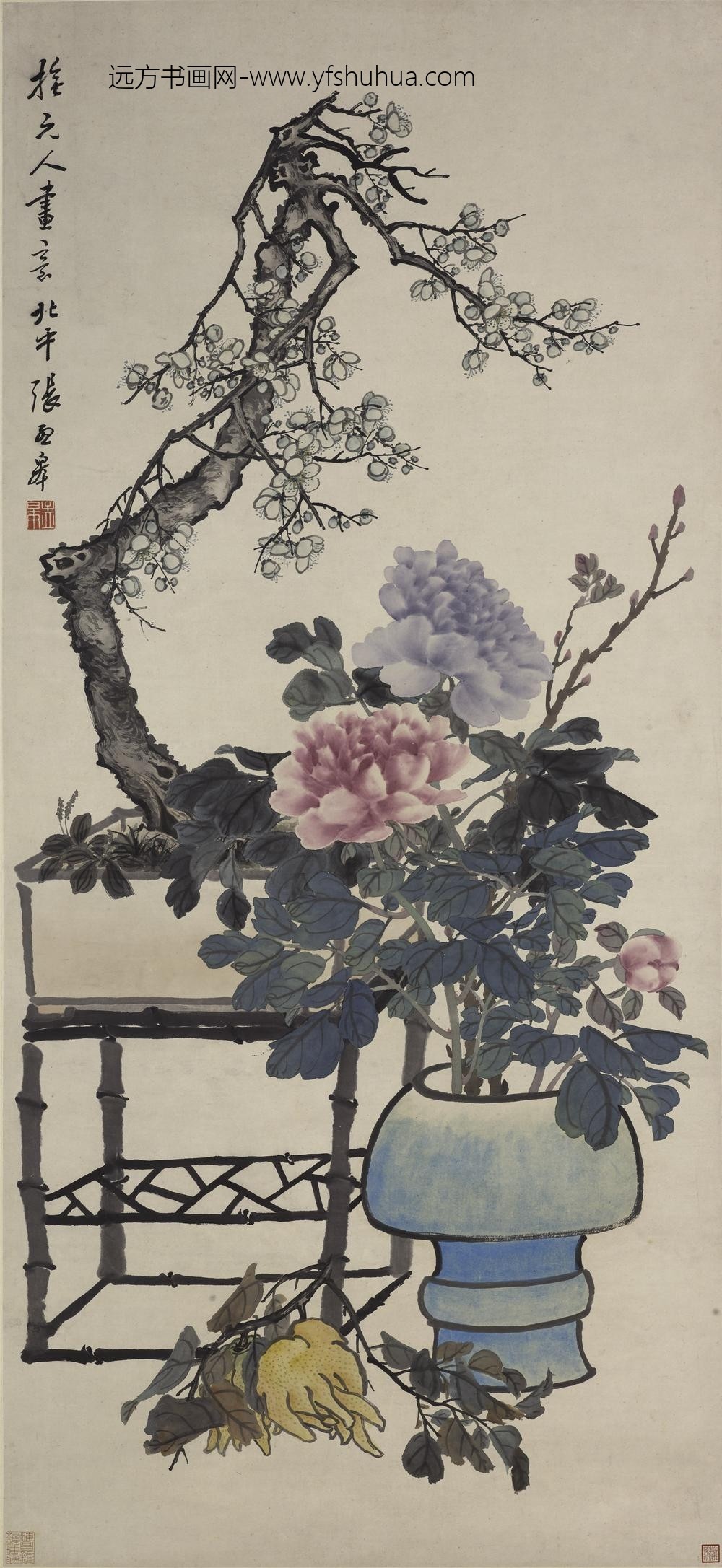 张孟皋_牡丹梅花图轴