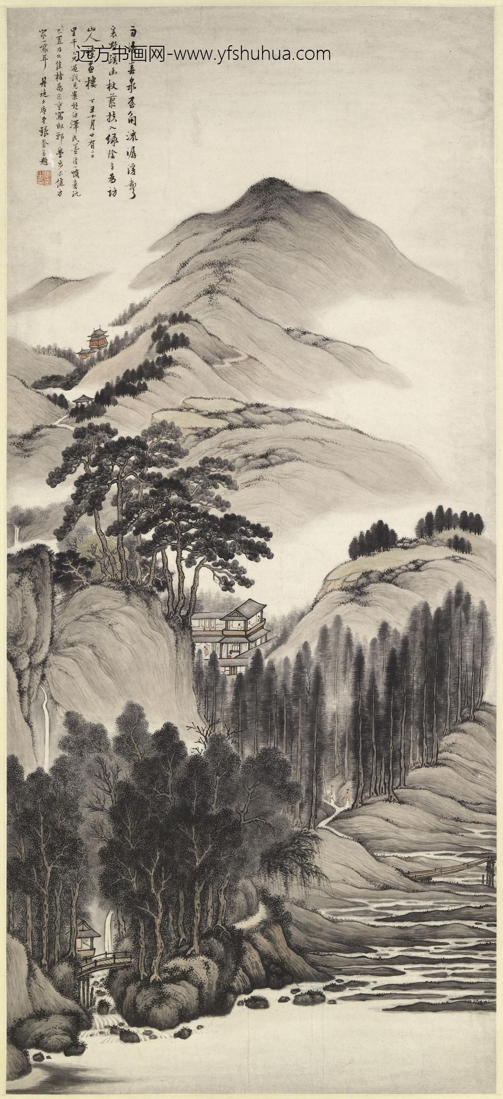 张崟_读画楼图轴