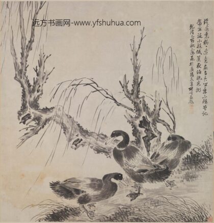 张嶒 柳鸭图轴.jpg