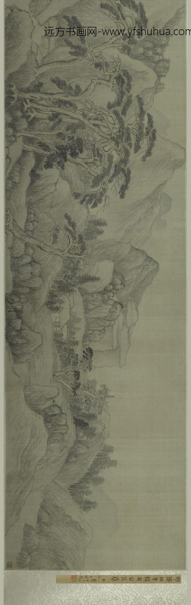 张彦_幽阁听泉图卷_