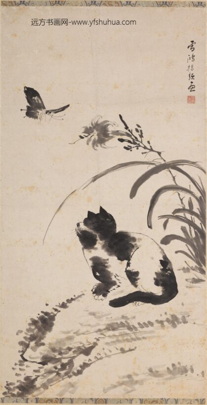 张敔 指画猫蝶图轴.jpg