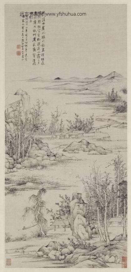 张洽 仿倪高士墨笔山水轴.jpg