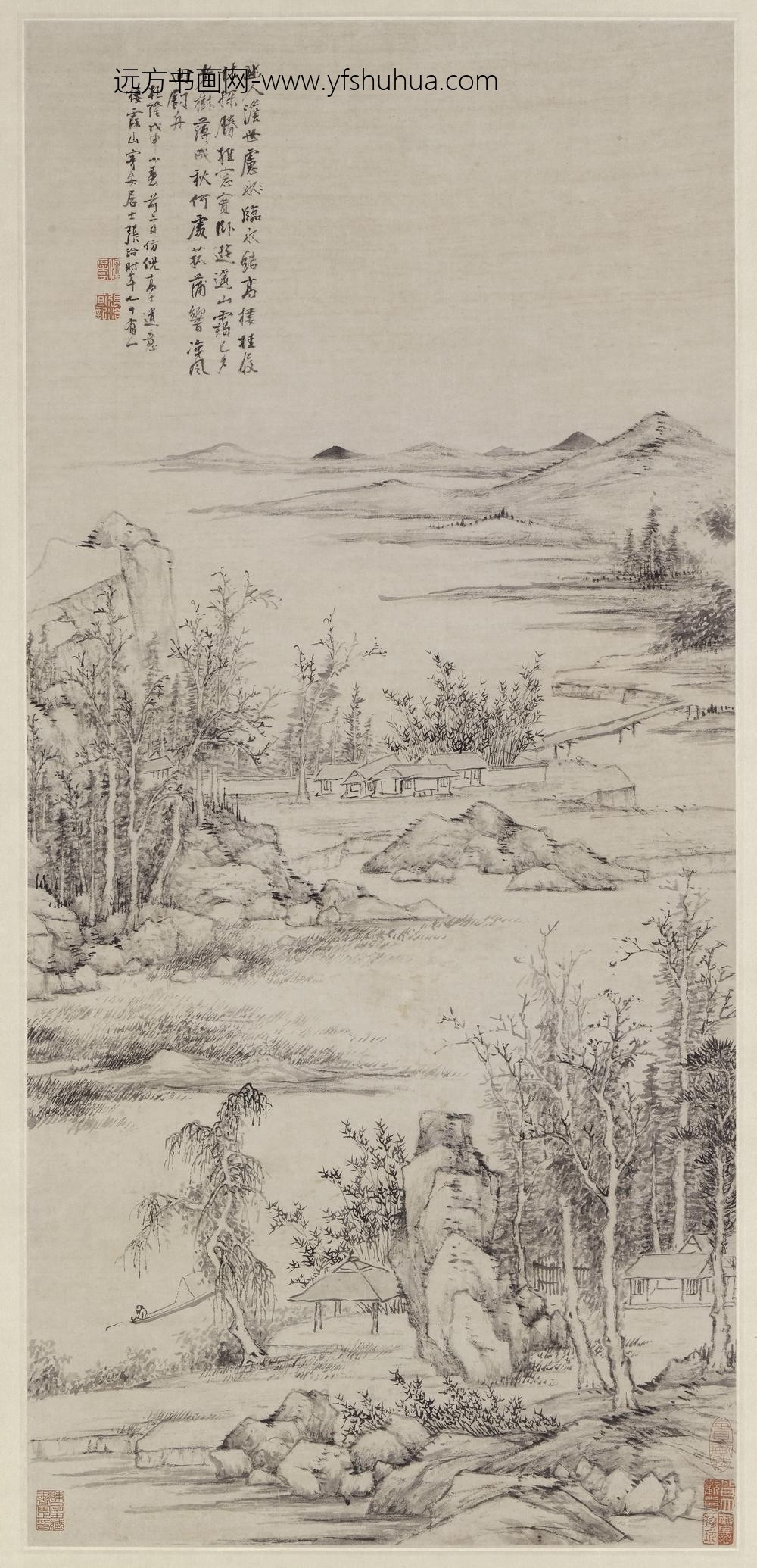 张洽_仿倪高士墨笔山水轴