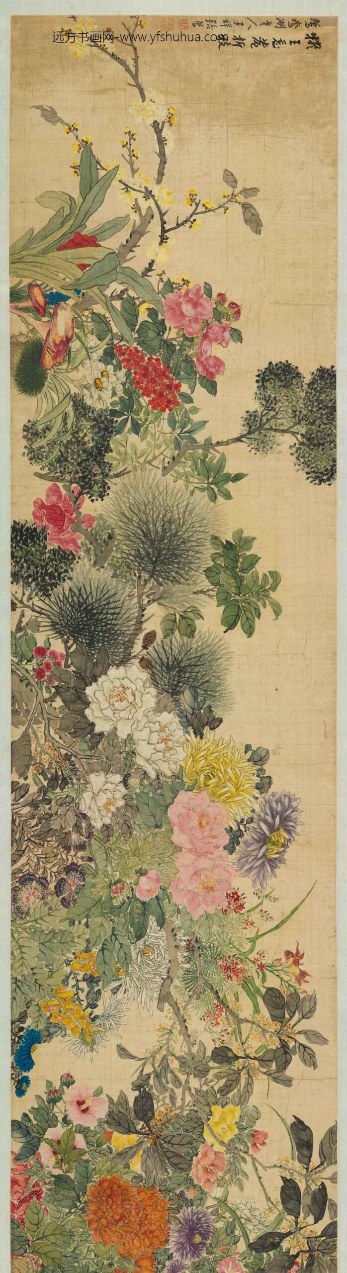 张熊_设色百花图轴_